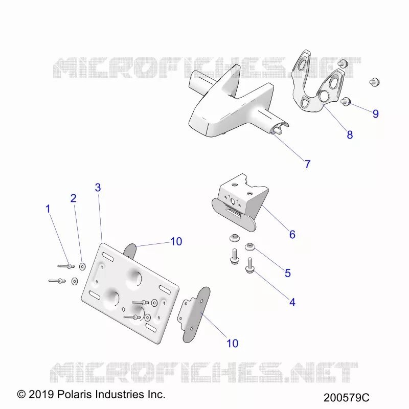 Body, license plate brkt / rear light housing mount for Polaris ...