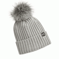 POLARIS WOMEN'S REMOVABLE POM BEANIE GREY-Polaris